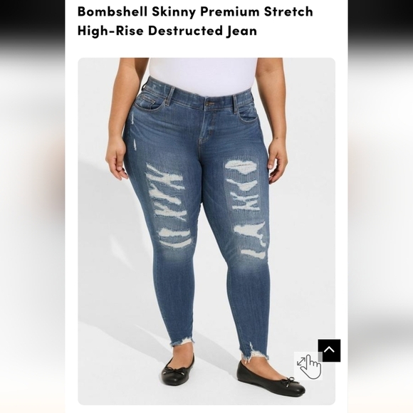 Bombshell Skinny Premium Stretch High-Rise Destructed Jean plus size 16 - Picture 2 of 15